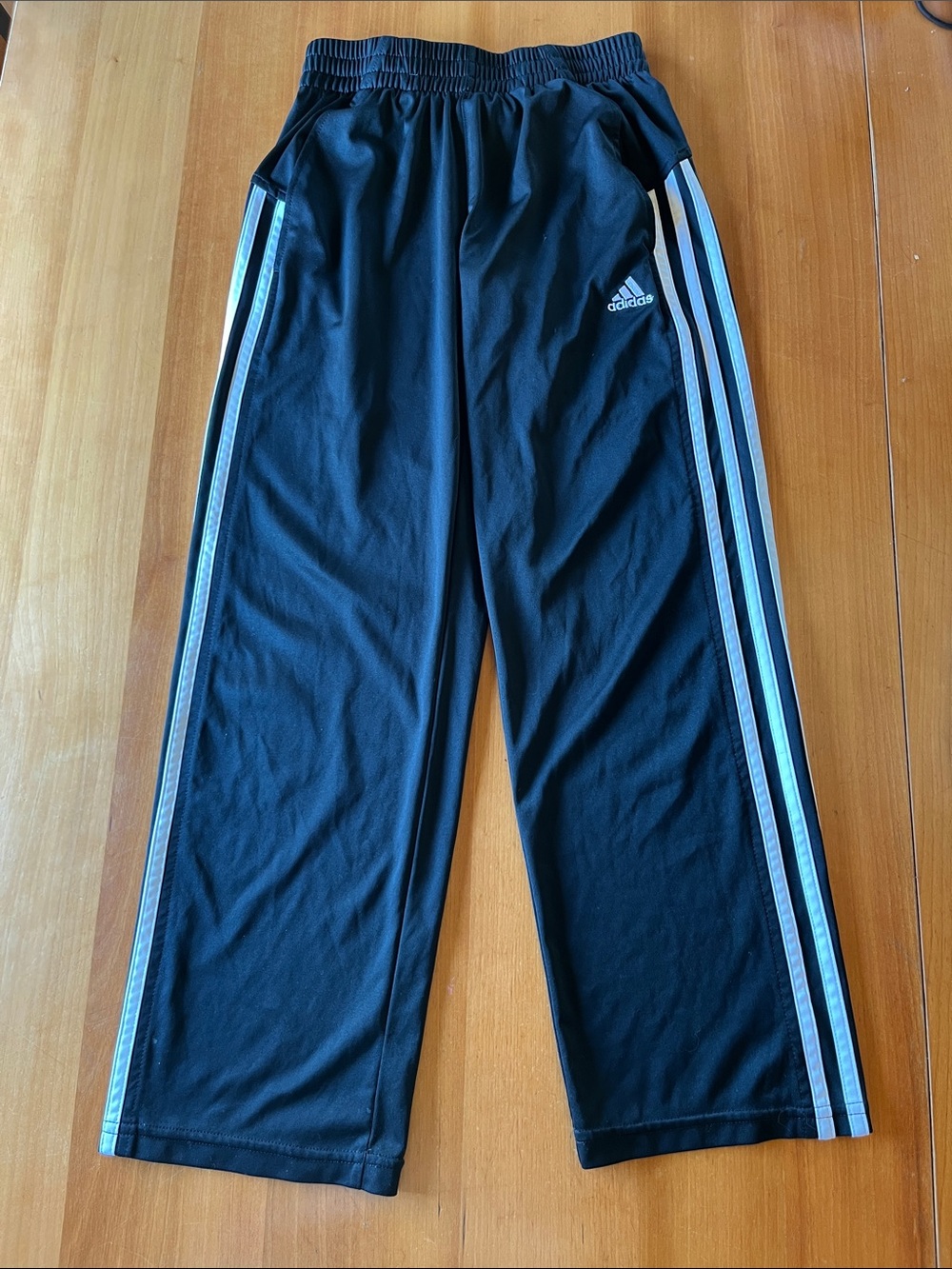 adidas Black Kids Sweatpants with White Side Stripes - Picture 1 of 3